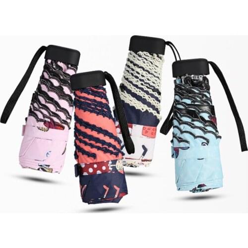 New ultra light sun umbrella womens mini sun umbrella small fresh sunshade folding 5 fold umbrella dual-use sunscreen umbrellas