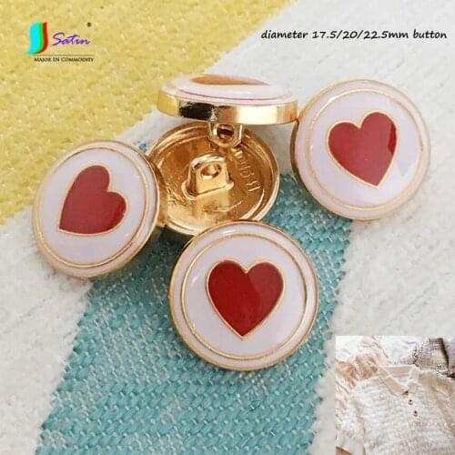 Coat Hat Bag Clothes Shirt Suit Diy Sew Material Round Red Black Heart White Gold Sweater Cute Button A0599L