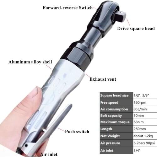 1/2 Or 3/8 Inch Pneumatic/Air Ratchet Wrench Ratchet Spanners Keys
