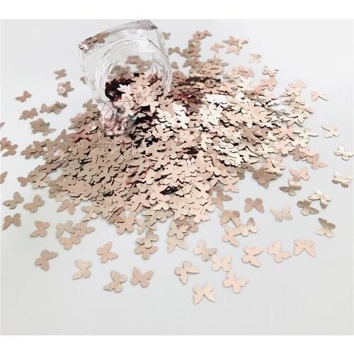 PrettyG 1 Box Rose Gold Color Butterfly Shape Metaill Glitter Sequins for Resin DIY Making Art Craft Nail Decoration Accessories