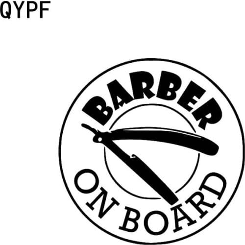 QYPF 9.5CM*9.5CM BARBER ON BOARD Vinyl Motorcycle Car Sticker Decal Black Sliver C14-0221