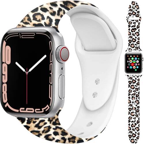 Leopard Strap For Apple Watch Band 40mm 44mm Woman watchband 38mm 42 mm Silicone Belt Bracelet for Iwatch Series 6 SE 5 4 3 2 1
