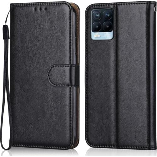 Luxury Leather Case for On On Realme 8 Pro Wallet Stand Flip Case Realme8 Pro Phone Bag with Strap