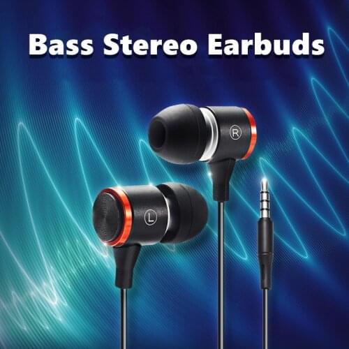 Stereo Bass Earphone with Mic Sports Headset 3.5mm In-ear Metal Wired Surround Sound Headphone For Samsung Xiaomi Redmi Earpiece