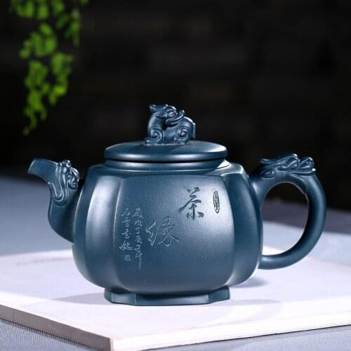 TaoYuan 】 violet arenaceous famous TaoShun pure hand, recommended the teapot ink chlorite sifang tenglong 430 cc