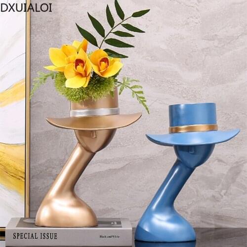 DXUIALOI European abstract character resin vase housewarming gift home living room desktop flower arrangement vase decoration