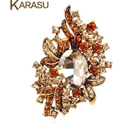 New Fashion Jewelry Gold-color Shiny Rhinestones Flower Brooches for Women Girls Brooch Pins Jewelry Wedding Decoration