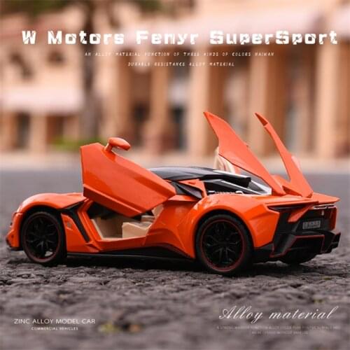 1:24 W Motors Lykan FENYR SUPERSPORT Alloy Sports Car Model Diecast Metal Toy Vehicle Car Model Sound Light Collection Kids Gift