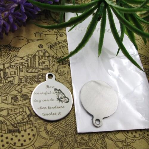 20pcs--"How beautiful a day can be when kindness touches it"stainless steel 5 styles for choosing Charms for necklace bracelets