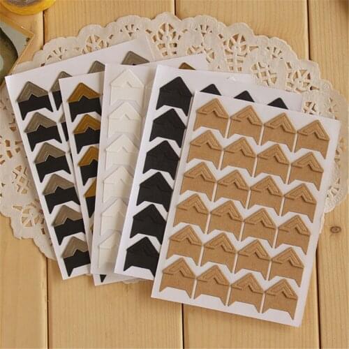 120 pcs(5 sheets) DIY Vintage Corner kraft Paper Stickers for Photo Albums Frame Decoration Scrapbooking Photo Corner Stickers