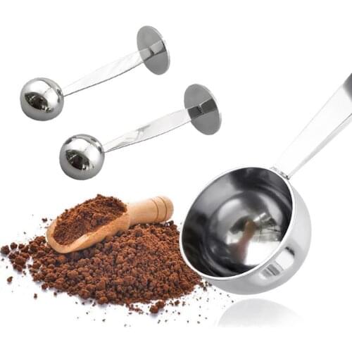 2-in-1 Practical Espresso Coffee- Bean Tea Spoon Cafe Stainless Steel Coffee Tamper Measur Spoon Tamper Coffee Tea Coffe Tools