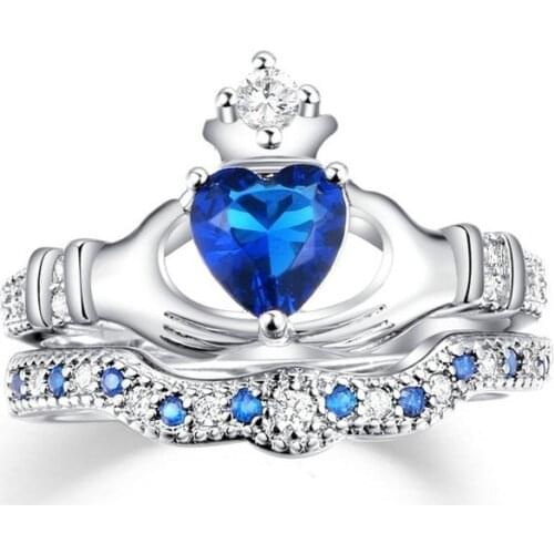 2020 New Fashion Luxury Heart-shaped Crown Ring Womens Wedding Accessories Jewelry Ring Womens Best Valentines Day Gift