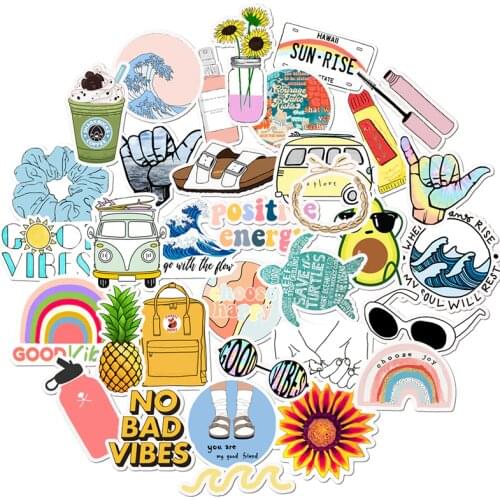 35Pcs Pack Simple Girl Cute Cartoon Sticker Laptop Luggage Guaitar Skateboard Fresh Waterproof Decal DIY For Computer Stickers