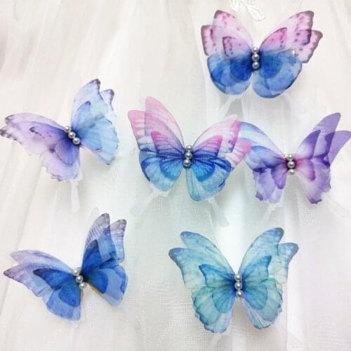 4 Layers Tulle Butterfly Hair Clip For Women Girls Wedding Hairpin Dress Decoration Gauze Butterfly Hair Accessories Ornaments