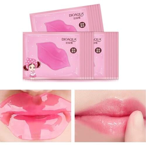 50 pcs BIOAQUA Plumper Crystal Collagen Lip Mask Pads Moisture Essence Anti Ageing Wrinkle Patch Pad Gel Lips Enhancer Care