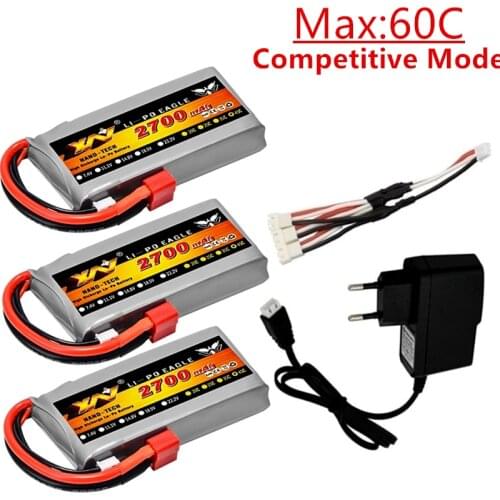 Explosive Power Max 60C RC Lipo Battery 2s 7.4V 2700mAh 45C For Wltoys 12428 12423 RC Car feiyue 03 Q39 Upgrade parts Battery