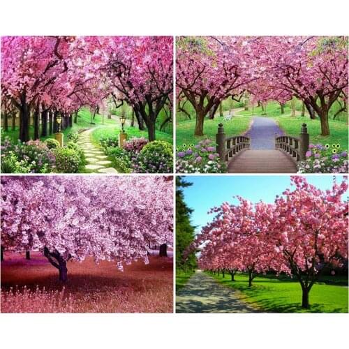 LZAIQIZG 5D DIY Diamond Painting Landscape Tree Mosaic Diamond Spring Rhinestone Of Picture Cross Stitch Flower Home Decoration