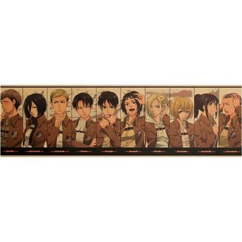 Anime Attack on Titan Character Collection Poster Classic Cartoon Anime Kraft Paper Wall Sticker Room Decoration Wallpaper