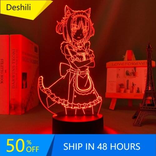 Anime Nekopara Azuki Led Night Light for Bedroom Decoration Birthday Gift Nightlight Mange Waifu Room Table 3d Lamp Nekopara