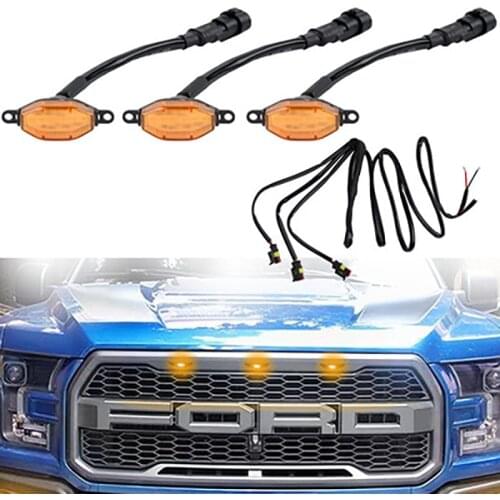 1Set Car Daytime Running Light LED Middle Mesh Light Off-road Vehicle Small Yellow Light 6LED Grille Middle Mesh Light