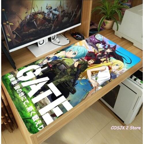 Anime Gate Jieitai Kanochi Nite Rory Mercury Large Mouse Pad Thicken Gaming Mice Mat Desk Keyboard Mat Anti-Slip Playmat Gift