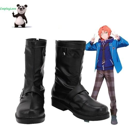CosplayLove Ensemble Stars Tsukinaga Leo Black Cosplay Shoes Long Boots Leather Custom Made For Boys Male