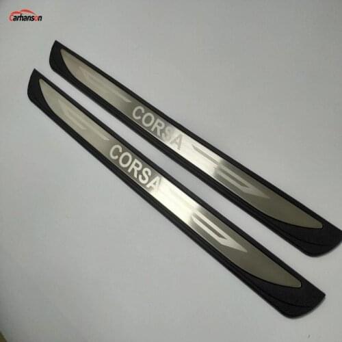 For Auto Accessories Opel Vauxhall Corsa MK IV 2014 2015 2016 2017 2019 Stainless Door Sill Scuff Plate Car Styling Sticker 2pcs