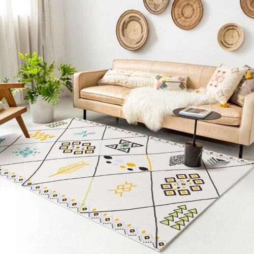 New Nordic Printed Flannel Minimalist Modern Geometric Moroccan B&B ins Bedroom Bedside Blanket Rug Floor Carpet For Home Decor