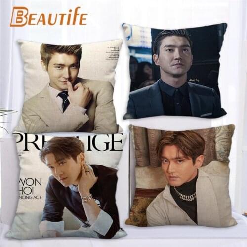 Custom Choi Siwon KPOP Pillowcase Wedding Decorative Cotton Linen Pillow Case For Home Pillow Cover 45X45cm One Side