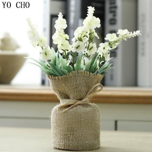 YO CHO Artificial Plants Flowers Decorative Fridge Magnet Home Decor Fake Flowers Small Mini Potted Bonsai Green Plants in Sack