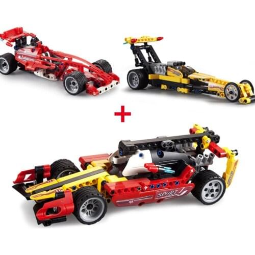 Technical F1 super racing car building block 2IN1 speed champion model Pull back vehicle steam assembly brick toys for gifts