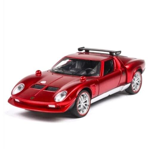1: 32 Alloy Model Toy Car Antique Car Miura Sports Car Five Door Sound and Light Recall Children Boy Birthday Gift