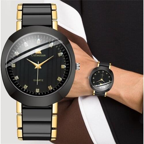 Rhinestone Men Business Luxury Watches Male Fashion Stainless Steel Belt Quartz Watches Relogio Masculino