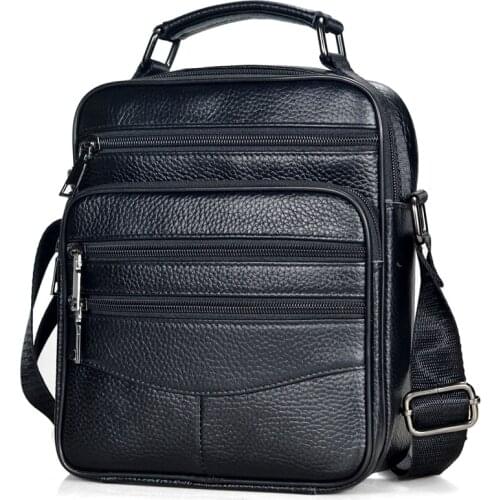 Men Genuine Leather Handbags Male High Quality Cowhide Leather Messenger Bags Mens Business Bag Middle Size Briefcase Tote