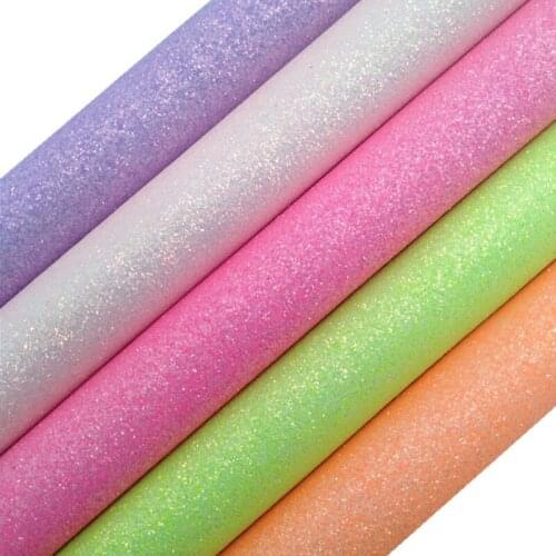 Neon Colors Fine Glitter Leather Faux Fabric Vinyl Glitter Sheets with Knited Backing for Bows Earrings DIY 21X29CM MB401