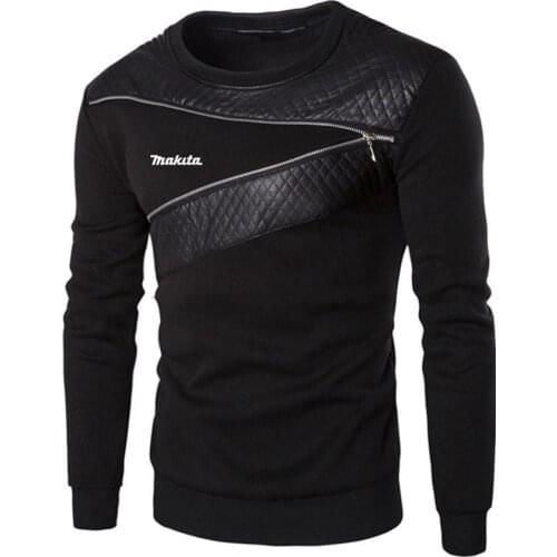 2021 New Makita Logo Spring and Autumn Style Comfortable Leisure Round Neck Patchwork Fashion Wild Hip-hop Fitness Top Streetwe