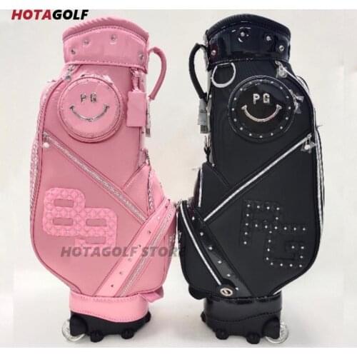 2021 NEW Womens Fashion Golf bag Pink/Black PU PG golf bag Pull rod with pulley Golf standard bag