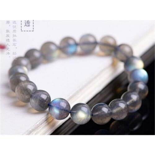 Wholesale 10mm Genuine Natural Labradorite Gems Stone Healing Crystal Quartz Stretch Charm Round Beads Bracelet