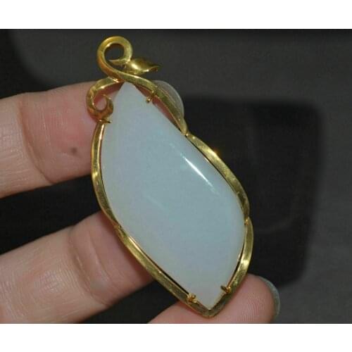 Big Treasure Treasure Top Chinese Hetian White Jade Rain Drop 18K Gold Pendant 4 Lover Amulet Timestown 20201128A