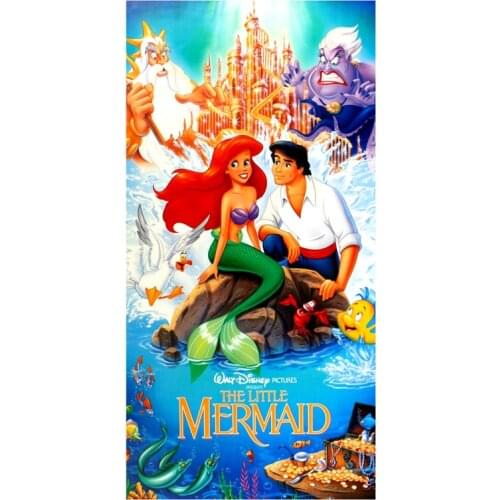 New 75*30cm Bamboo Fiber Towel Hand Towel Sports Beach Towel Little Mermaid Print Toalha Banho DIY Towels Free shipping