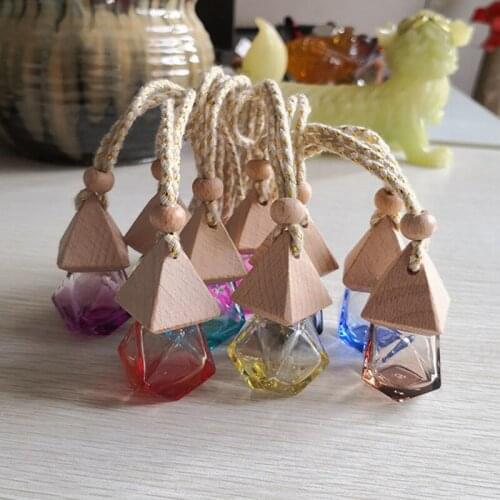 10pcs Empty Glass Bottle Air Freshener Flavoring For Car essential oils Empty Hanging Refillable bottle Rearview Mirror Ornament