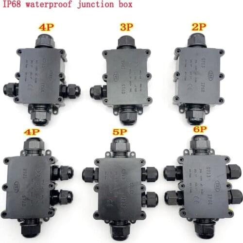 IP68 Junction Box Outdoor Waterproof 2 3P 4 5 6Way 5-12mm Cable Connector Electrical External Power Cord Conector for Led Light
