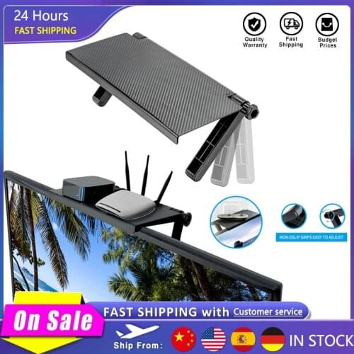 Adjustable TV Screen Top Home Storage Shelf Monitor Desktop Stand Computer Rack Display Shelf Bracket Buddy Organizer Holder