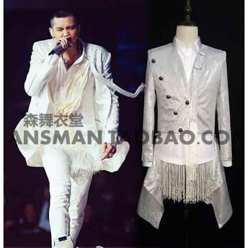 S-5xl 2021 New Men Fashion Dj Silver Diorite Removable Suit Coat Singer Stage Costumes Mens Plus Size Clothes