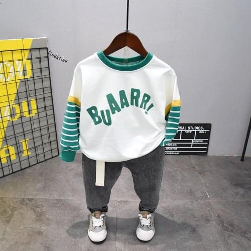 Spring Autumn Infant Cotton Cartoon dinosaur T-shirts and jeans Baby Toddler Boy Clothing Sets Kids Children Boys Outfits Suits