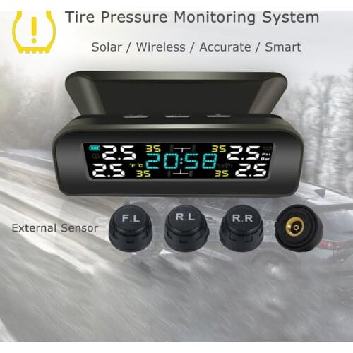 Solar Tire Pressure Monitor Tire Pressure Alarm 360 Adjustable Monitor Auto System Tyre Pressure Temperature Warning