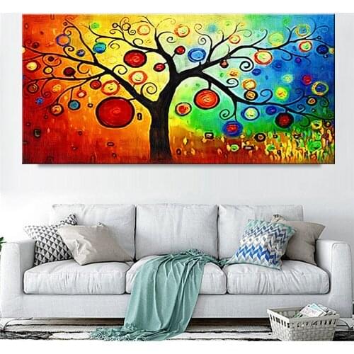 Modern Abstract Money Tree Canvas Wall Art Oil Painting On Home Decoration Unique Gift Artwork No Frame