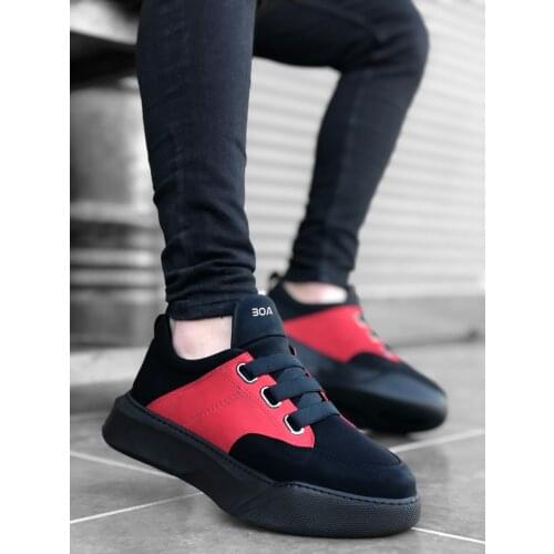 BA0160 Band Men High Sole Black Red Sport Shoes