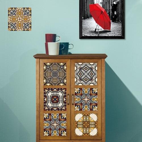Mediterranean style cabinet drawer wall moisture-proof glue-free multifunctional PVC tile sticker DIY decoration