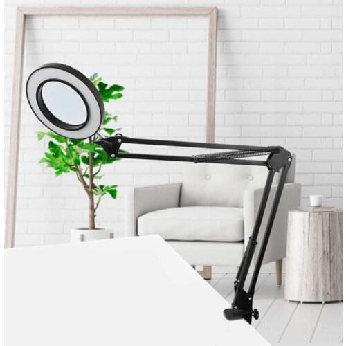 10W DC Aluminum LED Fill Light Home Cold USB Clip Table Lamp With 5X Large Magnifying Glass Magnifier Nail Beauty Light 3 Colors